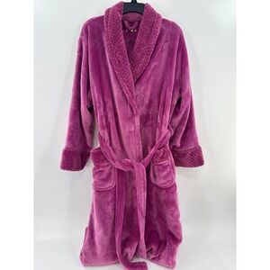 Richie House Los Angeles Womens Plush Fleece Robe Berry Purple Shawl Collar L